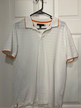Banana Republic White Polo with Orange Trim Accents